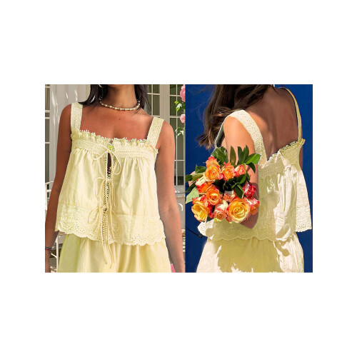 (M, Light Yellow) Női Cami Tank Nyári Ruhák 1