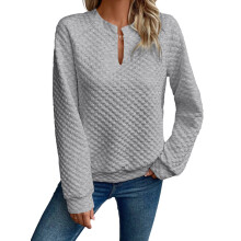 (L, Light Grey) Sweat-shirt ample à et l'automne.