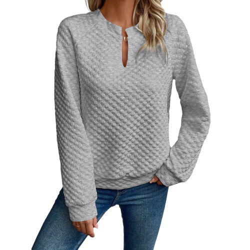 (L, Light Grey) Sweat-shirt ample à et l'automne.