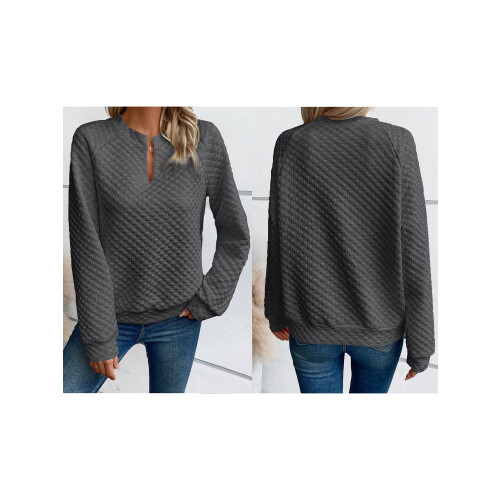 (L, Dark Grey) Sweat-shirt ample à et l'automne. 1