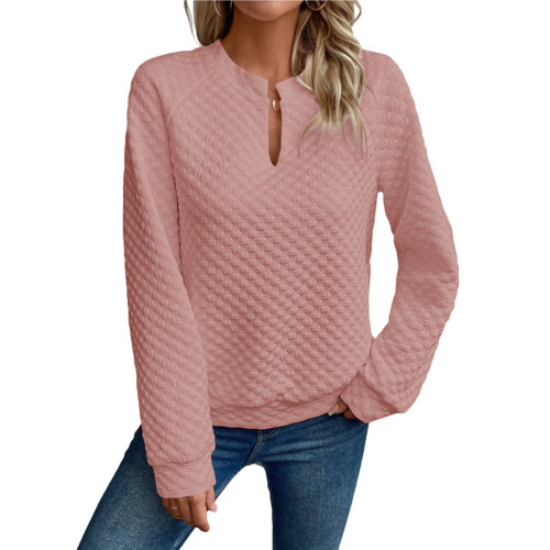 (L, Pink) Sweat-shirt ample à et l'automne.