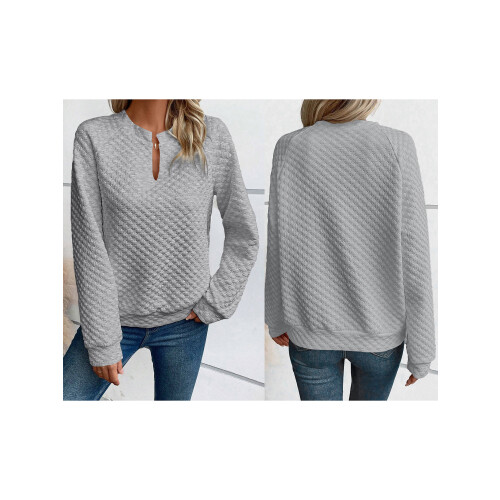 (XXL, Light Grey) Sweat-shirt ample à et l'automne. 1