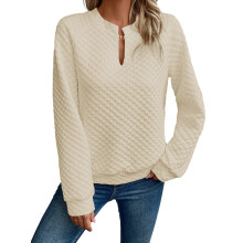 (L, Creamy White) Sweat-shirt ample à et l'automne.