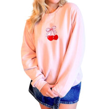 (M, Pink) Sweat-shirt femme automne-hiver coupe ample.