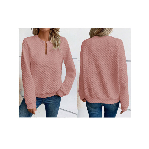 (L, Pink) Sweat-shirt ample à et l'automne. 1