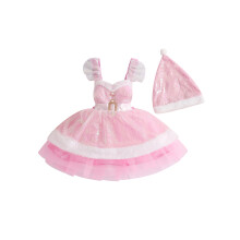 (18-24 Months, Pink) Lasten tyttöjen jouluasu, hatulla cosplay-juhliin