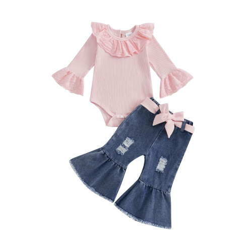 (3-6 Months, Pink) Ρούχα 2 τεμαχίων φθινοπωρινά ρούχα.