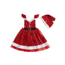 (12-18 Months, Red) Lasten tyttöjen jouluasu, hatulla cosplay-juhliin