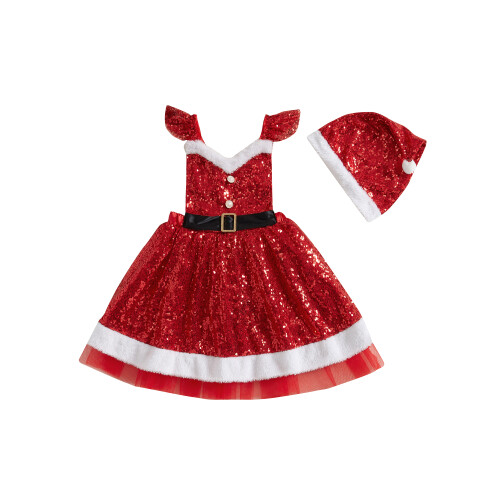 (12-18 Months, Red) Παιδικό Χριστουγεννιάτικο Φόρεμα για Cosplay