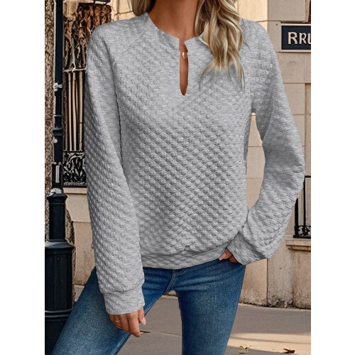 (L, Light Grey) Sweat-shirt ample à et l'automne. 2