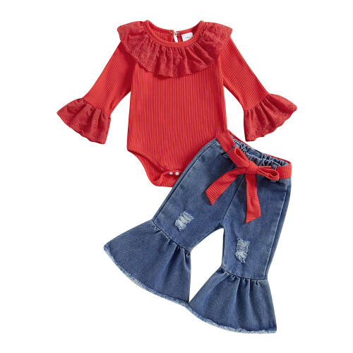 (3-6 Months, Red) Ensemble 2 pièces d'automne tout-petits