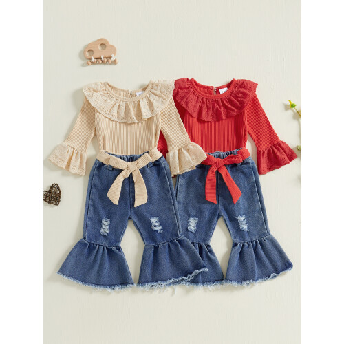 (3-6 Months, Red) Ensemble 2 pièces d'automne tout-petits 2