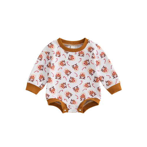 (3-6 Months, White) Χριστουγεννιάτικη φόρμα με στάμπα Elk