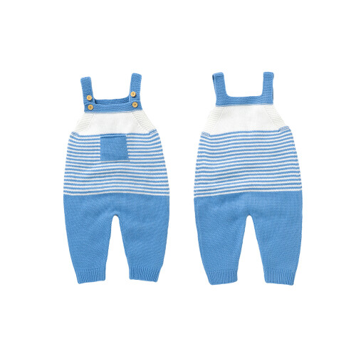 (12-18 Months, Blue) Βρεφική ριγέ ολόσωμη λαιμόκοψη 1