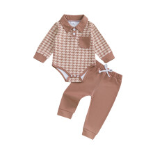 (3-6 Months, Khaki) Herbstoutfit für Jungen: 2-teiliges Set mit langärmeligem Strampler und elastischer Hose