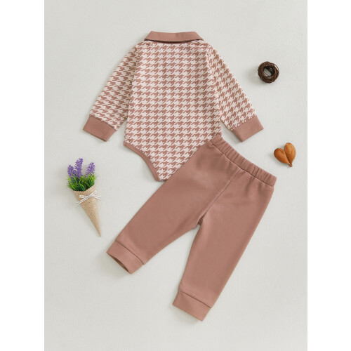 (0-3 Months, Khaki) Conjunto outono bebê 2 peças. 2