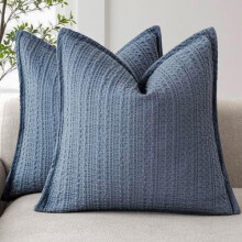 Housses de coussin carrées gaufrées en coton bleu, 50 x 50 cm (lot de 2)