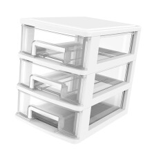 Magnifique meuble de rangement à trois niveaux en polypropylène blanc avec tiroir, idéal pour optimiser l'espace (30,5 x 20,3 x 45,7 cm).