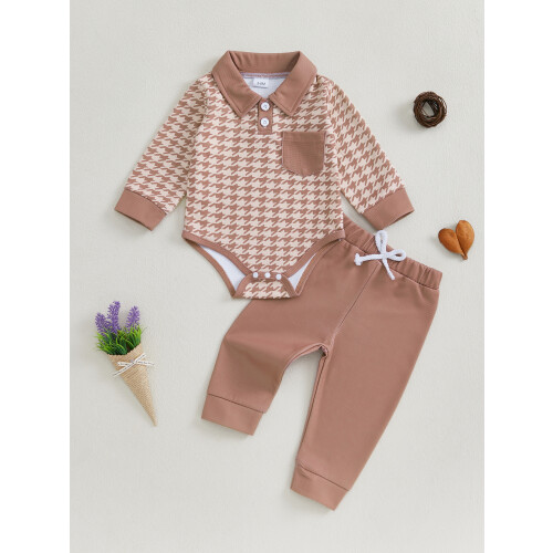 (3-6 Months, Khaki) Conjunto outono bebê 2 peças. 1