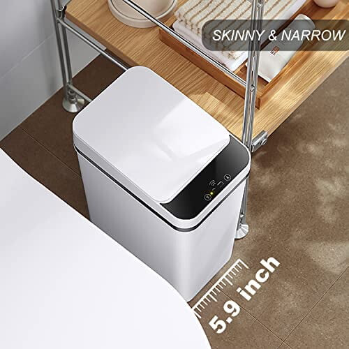 2.5 Gal Touchless Slim Trash Can – White, Battery-Powered 2