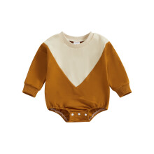 (3-6 Months, Brown) Combinaison-sweat pour bébé garçon, manches longues, couleurs contrastées, tenue d'automne.