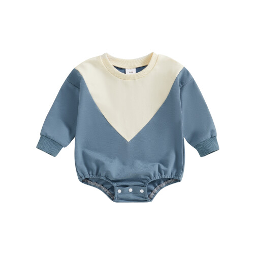 (6-12 Months, Light Blue) Babyjongen sweatshirt romper de herfst.