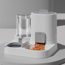 1-pack automatisk vattenautomat och matare för katter med gravitationsmatning - Spillsäker design i ett stycke med stor kapacitet,