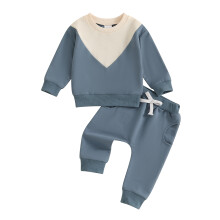 (0-6 Months, Navy Blue) Herbstoutfit für Kleinkinder: Sweatshirt mit Rundhalsausschnitt, langen Ärmeln und lange Hose (2-teilig)