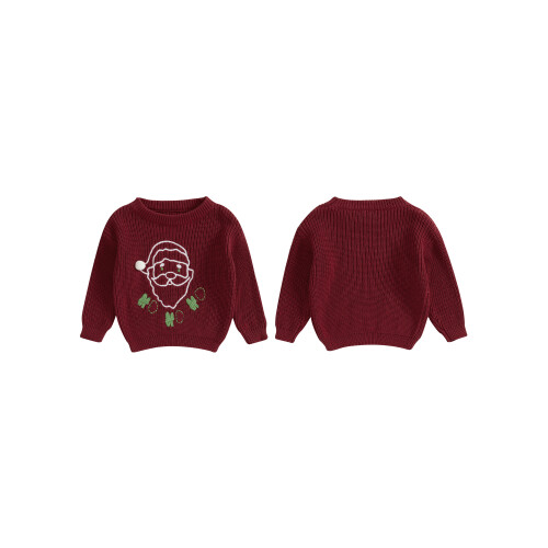 (9-12 Months, Red) Weihnachtspullover für Kinder, gerippt, Strickpullover 1