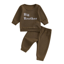 (12-18 Months, Khaki Big Brother) Éadaí do Bhuachaillí: Geansaí Fada le Litreacha agus Coim Leaisteach, Éadaí Fhómhair