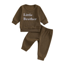 (18-24 Months, Brown Little Brother) Éadaí do Bhuachaillí: Geansaí Fada le Litreacha agus Coim Leaisteach, Éadaí Fhómhair