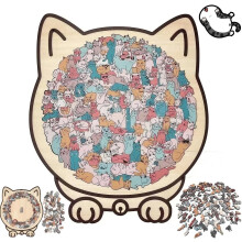 Puzzle in legno a forma di gatto, 135 pezzi