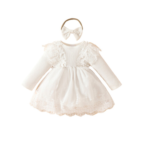 (6-9 Months, White) Φόρεμα patchwork με μωρά κορίτσια