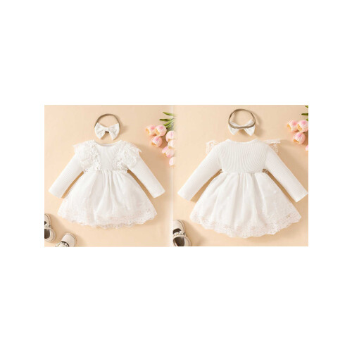 (9-12 Months, White) Φόρεμα patchwork με μωρά κορίτσια 1