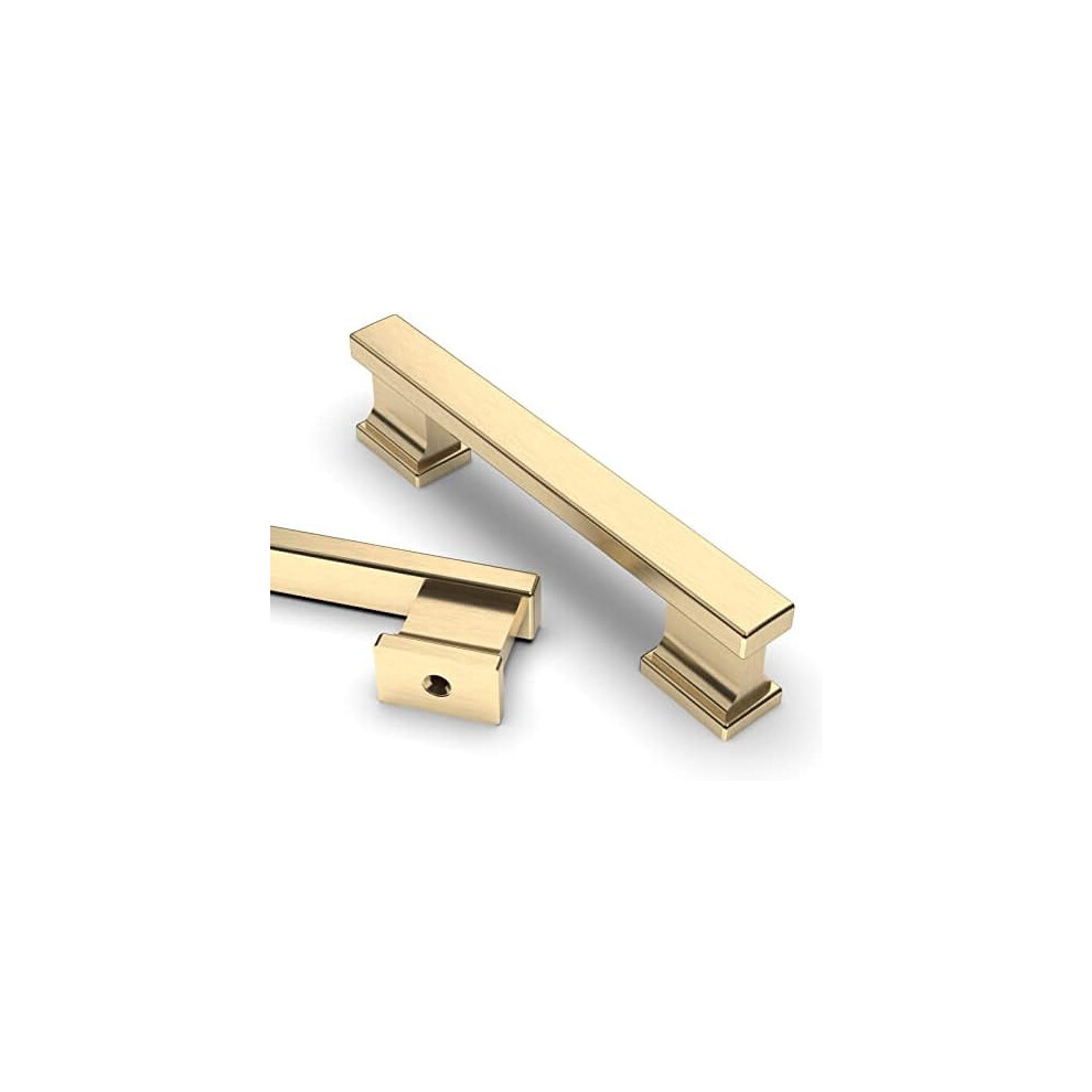 6 Pack 3.75 Inch(96Mm) Brushed Brass Kitchen Cabinet Handles, Cabinet Pulls Kitchen Cabinet Hardware For Cupboard Drawer Pulls 9402001918062