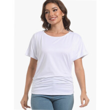 T-shirts décontractés pour femmes, manches courtes, col bateau, hauts froncés, vêtements d'été légers