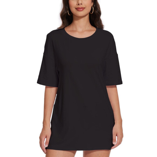 Top da donna a maniche corte con scollo rotondo, camicie estive