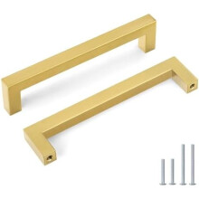Gold Cabinet Pulls Brushed Brass 6.25 Inch 10 Pack