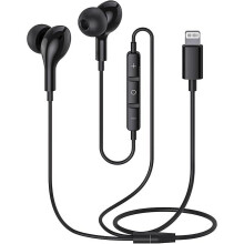 Wired Lightning Earbuds Compatible with iPhone, MFi Certified, Built-in Mic, Magnetic, for iPhone 14/13/12/11/Pro Max/X/XS/XR/8/7 Plus (Black)