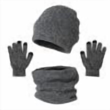 Heren winter wollen mutsenset met gestreepte kleurblokken, gebreide mutsen, sjaals en handschoenen inbegrepen voor extra warmte bij koud weer (Grijs