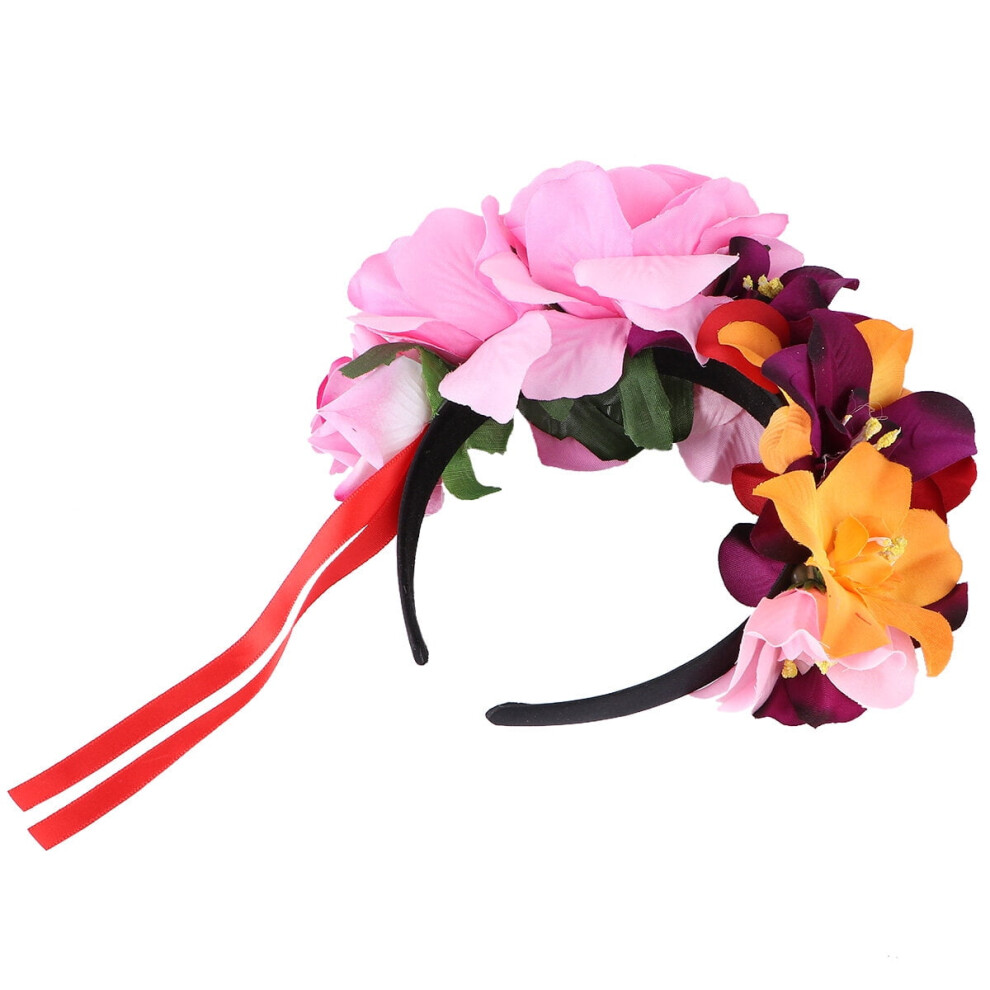 Unisex Pink Frcolor Bridesmaid Flower Headband Hair Accessory Headband Polyester 1Pcs