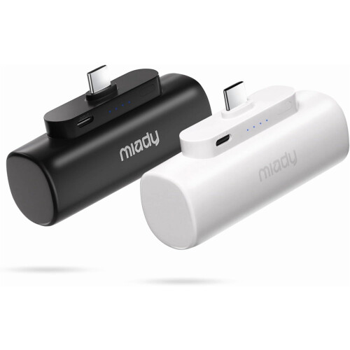 Mini bärbar laddare 5000mAh USB-C 2-pack