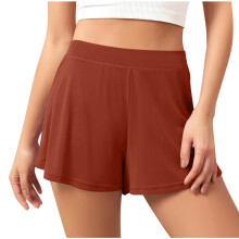 Dameshorts Sommer2025 Avslappede, løse shorts med elastisk midje Ensfargede shorts på salg