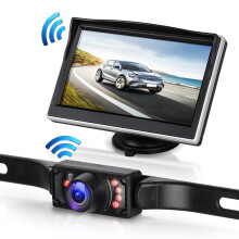 Caméra de recul sans fil, système de surveillance de recul avec caméra de 5 pouces, caméra de stationnement à LED infrarouges 7 pouces avec