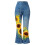 Τζιν Bell Bottom για γυναίκες Floral Denim Παντελόνι Ηλίανθου Ελαστικό Μοντέρνο Τζιν με 4