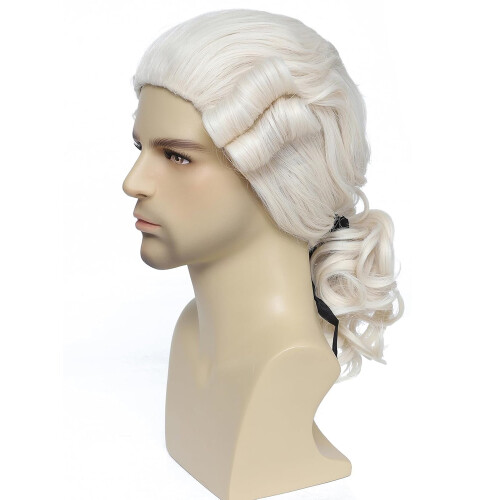Περούκα Judge Colonial Long Wave Μπεζ Περούκα Washington Κοστούμι για Halloween Περούκες Cosplay (Μπεζ)
