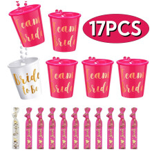 Ensemble de 17 verres à shot et cadeaux roses pour enterrement de vie de jeune fille/garçon – Idéal pour une fête prénuptiale ou un