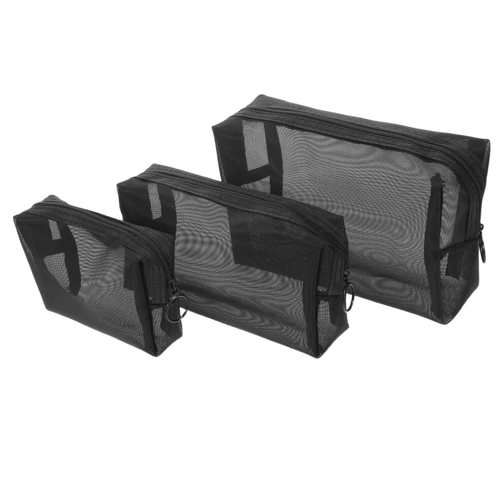 OUNONA 3Pcs Portable Mesh Travel Pouches with Zippered Closure for Toiletry Storage