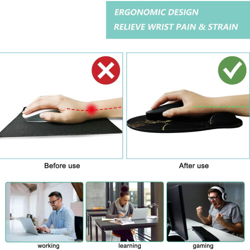 Εργονομικό Mouse Pad με υποστήριξη καρπού από αφρό μνήμης, αντιολισθητική βάση από 1