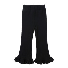 Toddler Girls Flared Pants Ruffle Cotton Long Pants Child's Baby Casual Summer Cute Solid Color Slim Knit Pants Black